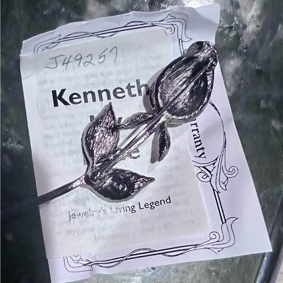 Kenneth Jay Lane Purple and Green Rose Brooch - Picture 2 of 2